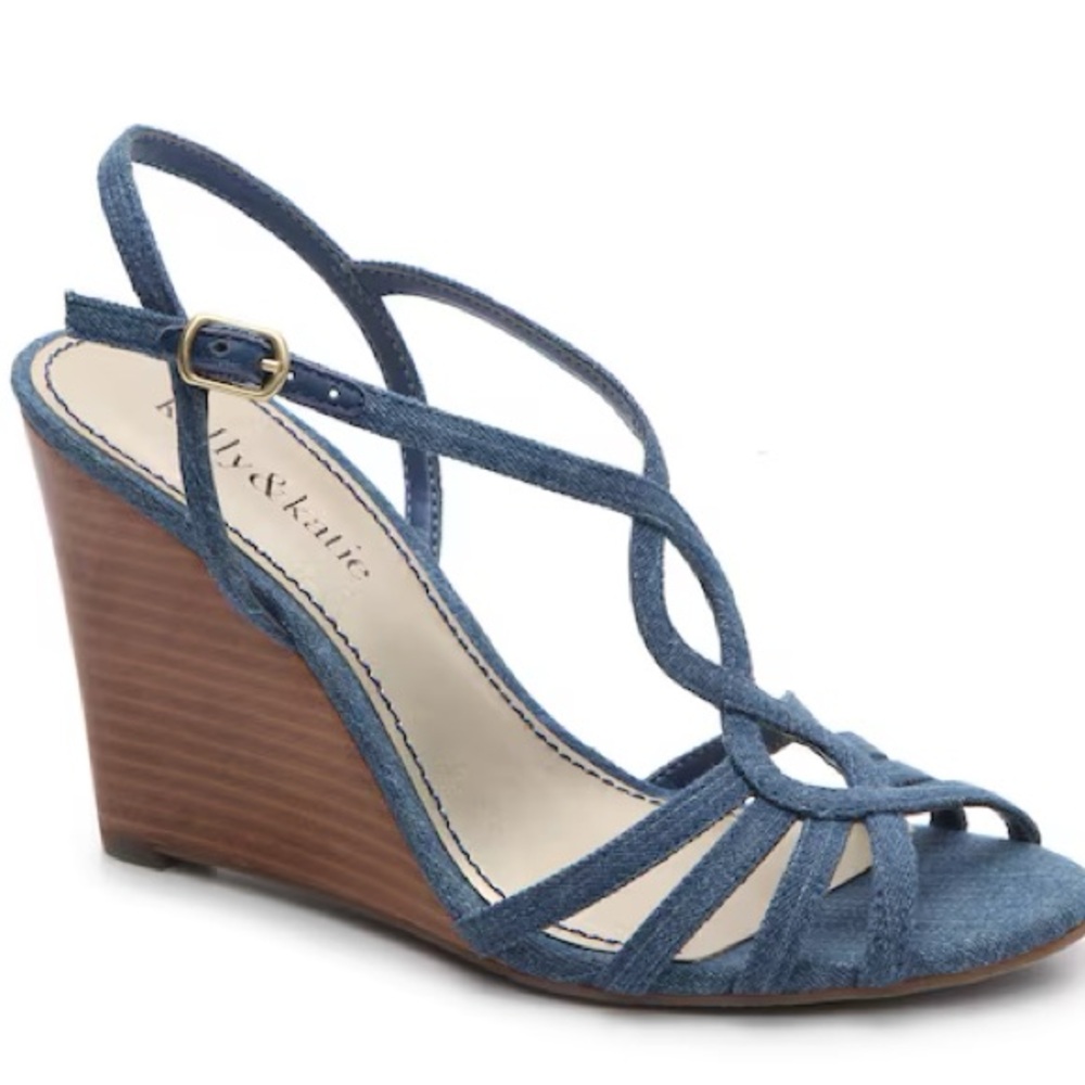Kelly & Katie Nessie Denim Wedge Sandal size 7